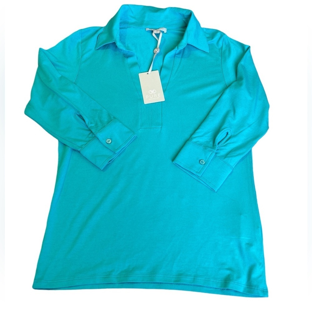 NWT Pure Collection Collared Jersey‎ Top 3/4 sleeve Size 2